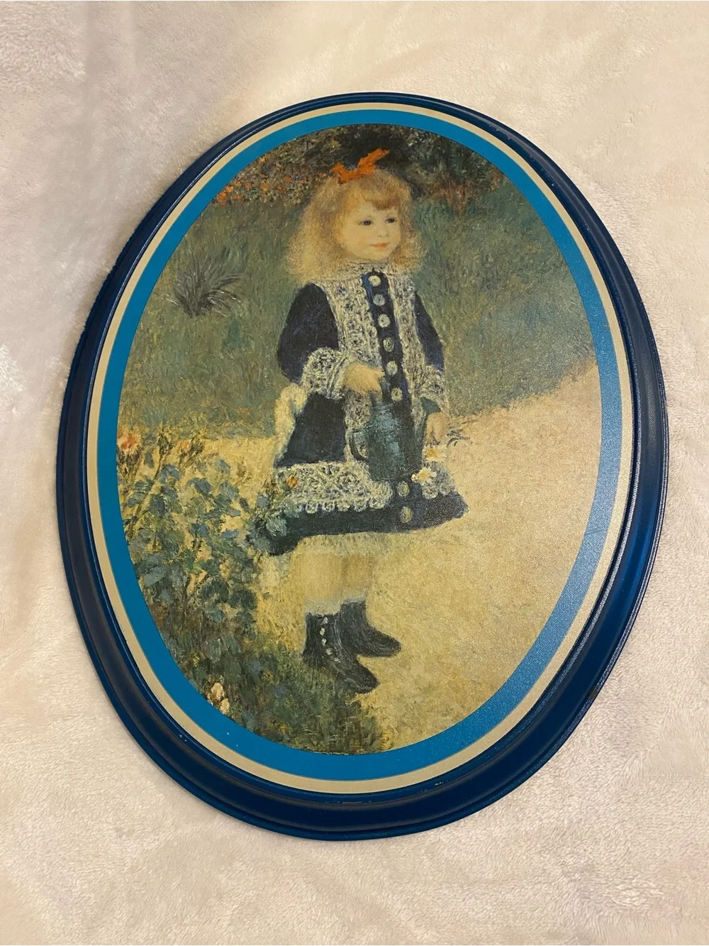 🌸 Ohio Art Co. 1974. Vintage oval tin Wall Art